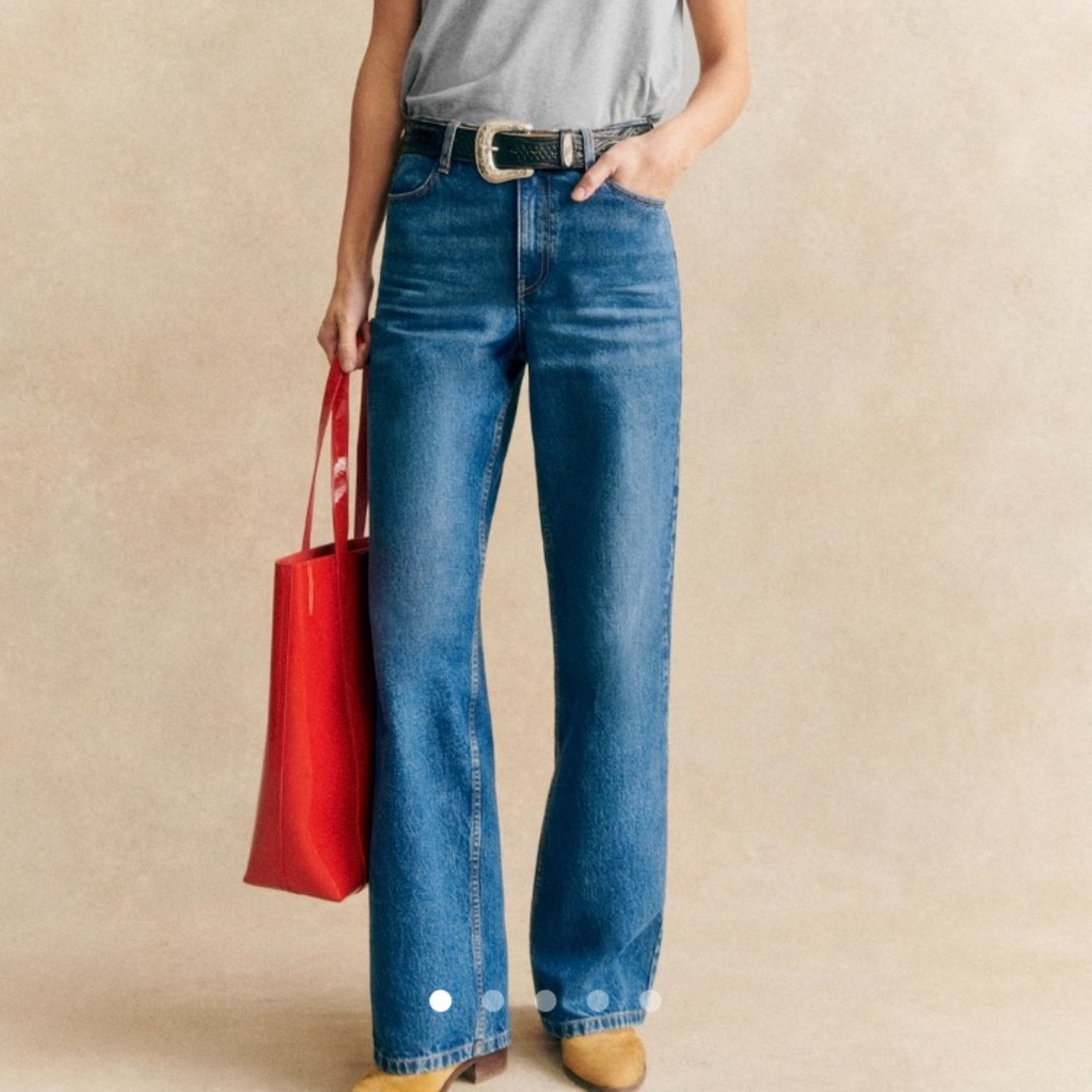 Sezane  Wide-leg Trousers in Deep Blue, size 40
